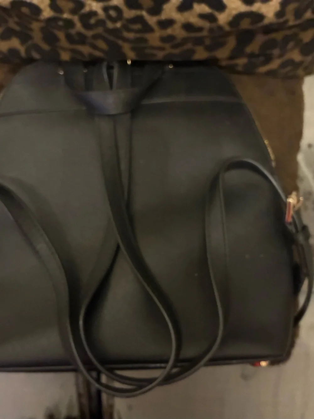 Michael Kors Black Saffiano Leather Dome Backpack with Gold Hardware